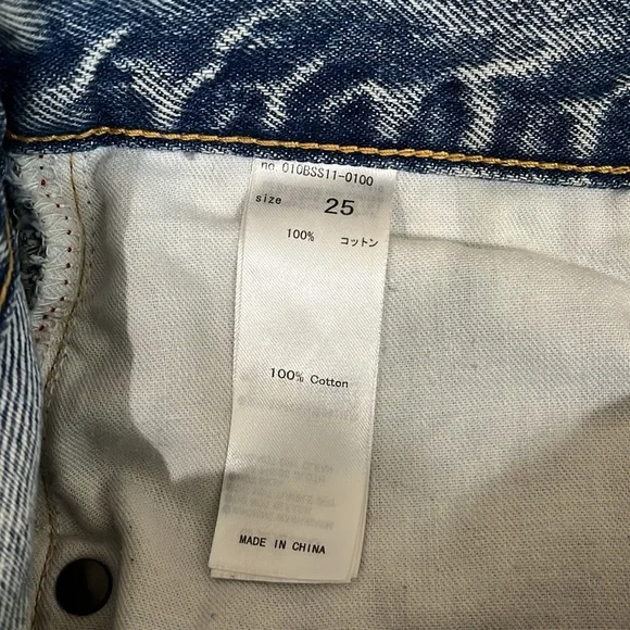 Moussy Denim High Rise Light Wash Straight Leg Distressed Jeans Size 25 - Picture 8 of 9